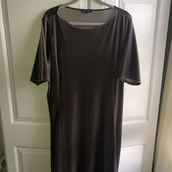 Lands' End Dresses & Skirts - Lands End Plus 1X‎ 16W-18W Velour Dress Gray